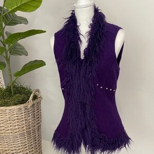 Purple 100 % Wool Trim Vest